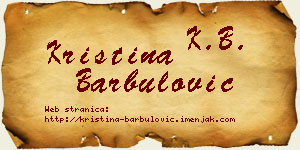 Kristina Barbulović vizit kartica